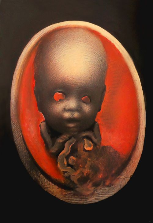 Kinder egg with mask of Savonarola pregnancy